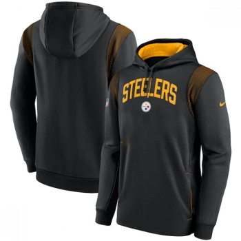 Men's Pittsburgh Steelers Black Sideline Stack Performance Pullover Hoodie 002 Men's Pittsburgh Steelers Black Sideline Stack Performance Pullover Hoodie 002