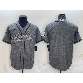 Men's Pittsburgh Steelers Blank Grey With Patch Cool Base Stitched Baseball Jersey Men's Pittsburgh Steelers Blank Grey With Patch Cool Base Stitched Baseball Jersey