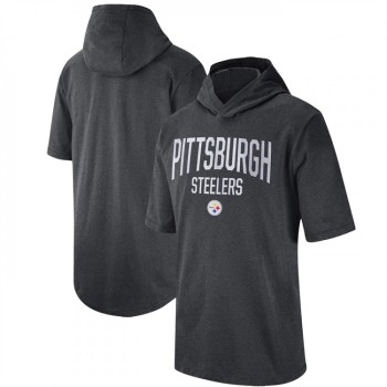 Men's Pittsburgh Steelers Heathered Charcoal Sideline Training Hoodie Performance T-Shirt Men's Pittsburgh Steelers Heathered Charcoal Sideline Training Hoodie Performance T-Shirt