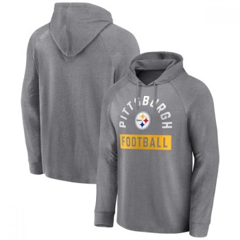Men's Pittsburgh Steelers Heathered Gray No Time Off Raglan Pullover Hoodie Men's Pittsburgh Steelers Heathered Gray No Time Off Raglan Pullover Hoodie