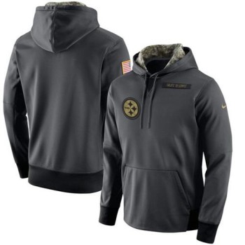 Men's Pittsburgh Steelers Anthracite Salute to Service Player Performance Hoodie Men's Pittsburgh Steelers Anthracite Salute to Service Player Performance Hoodie