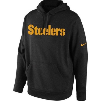 Men's Pittsburgh Steelers Black KO Wordmark Performance Hoodie Men's Pittsburgh Steelers Black KO Wordmark Performance Hoodie