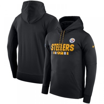 Men's Pittsburgh Steelers Black Sideline Team Name Performance Pullover Hoodie Men's Pittsburgh Steelers Black Sideline Team Name Performance Pullover Hoodie