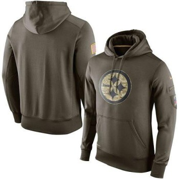Men's Pittsburgh Steelers Olive Salute To Service KO Performance Hoodie Men's Pittsburgh Steelers Olive Salute To Service KO Performance Hoodie