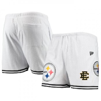Men's Pittsburgh Steelers Pro White/Black Shorts 001 Men's Pittsburgh Steelers Pro White/Black Shorts 001
