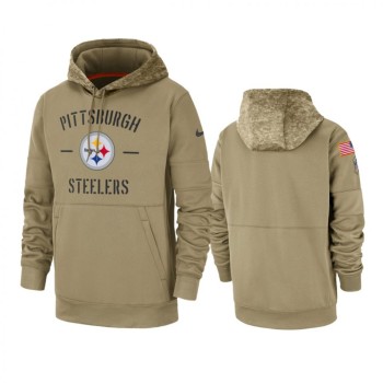 Men's Pittsburgh Steelers Tan 2019 Salute to Service Sideline Therma Pullover Hoodie Men's Pittsburgh Steelers Tan 2019 Salute to Service Sideline Therma Pullover Hoodie