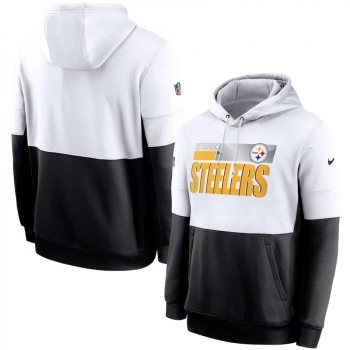 Men's Pittsburgh Steelers White/Black Sideline Impact Lockup Performance Pullover Hoodie Men's Pittsburgh Steelers White/Black Sideline Impact Lockup Performance Pullover Hoodie