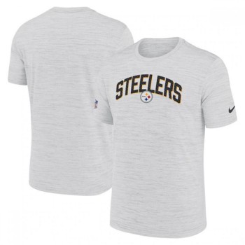 Men's Pittsburgh Steelers White Sideline Velocity Stack Performance T-Shirt Men's Pittsburgh Steelers White Sideline Velocity Stack Performance T-Shirt