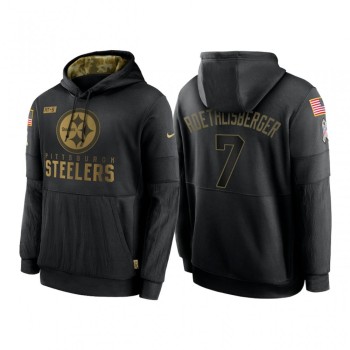 Men's Pittsburgh Steelers #7 Ben Roethlisberger 2020 Black Salute to Service Sideline Performance Pullover Hoodie Men's Pittsburgh Steelers #7 Ben Roethlisberger 2020 Black Salute to Service Sideline Performance Pullover Hoodie