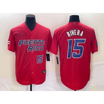 Men's Puerto Rico Baseball #15 Emmanuel Rivera 2023 Red World Baseball Classic With Patch Stitched Jersey Men's Puerto Rico Baseball #15 Emmanuel Rivera 2023 Red World Baseball Classic With Patch Stitched Jersey