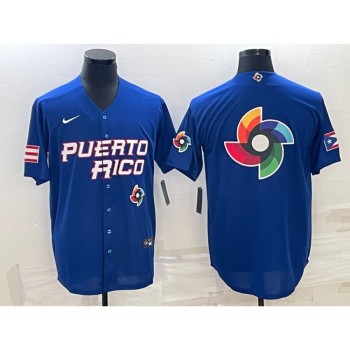 Men's Puerto Rico Baseball 2023 Royal World Baseball Big Logo With Patch Classic Stitched Jersey Men's Puerto Rico Baseball 2023 Royal World Baseball Big Logo With Patch Classic Stitched Jersey