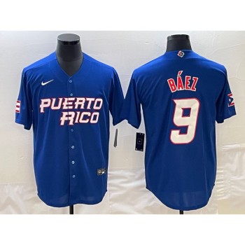 Men's Puerto Rico Baseball #9 Javier Baez 2023 Royal World Baseball Classic Stitched Jersey Men's Puerto Rico Baseball #9 Javier Baez 2023 Royal World Baseball Classic Stitched Jersey