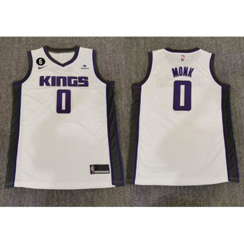 Men's Sacramento Kings #0 Malik Monk White No.6 Patch Stitched Basketball Jersey Men's Sacramento Kings #0 Malik Monk White No.6 Patch Stitched Basketball Jersey