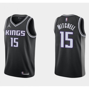 Men's Sacramento Kings #15 Davion Mitchell Swingman Black Statement Edition Stitched Jersey Men's Sacramento Kings #15 Davion Mitchell Swingman Black Statement Edition Stitched Jersey