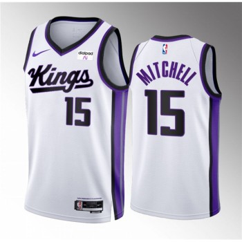 Men's Sacramento Kings #15 Davion Mitchell White 2023/24 Association Edition Stitched Basketball Jersey Men's Sacramento Kings #15 Davion Mitchell White 2023/24 Association Edition Stitched Basketball Jersey