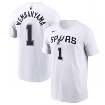 Men's San Antonio Spurs #1 Victor Wembanyama White T-Shirt Men's San Antonio Spurs #1 Victor Wembanyama White T-Shirt
