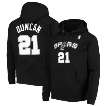 Men's San Antonio Spurs #21 Tim Duncan 2021 Black Pullover Hoodie Men's San Antonio Spurs #21 Tim Duncan 2021 Black Pullover Hoodie