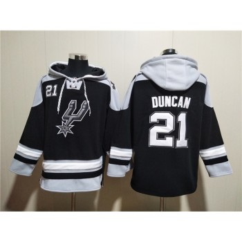 Men's San Antonio Spurs #21 Tim Duncan Black Ageless Must-Have Lace-Up Pullover Hoodie Men's San Antonio Spurs #21 Tim Duncan Black Ageless Must-Have Lace-Up Pullover Hoodie