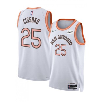Men's San Antonio Spurs #25 Sidy Cissoko White 2023/24 City Edition Stitched Basketball Jersey Men's San Antonio Spurs #25 Sidy Cissoko White 2023/24 City Edition Stitched Basketball Jersey