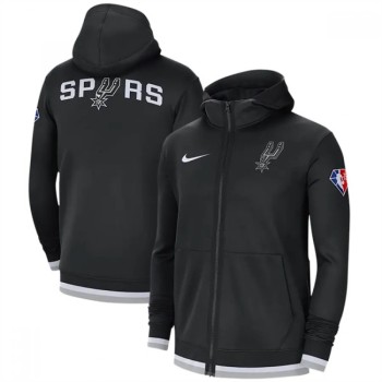 Men's San Antonio Spurs Black 75th Anniversary Performance Showtime Full-Zip Hoodie Jacket Men's San Antonio Spurs Black 75th Anniversary Performance Showtime Full-Zip Hoodie Jacket
