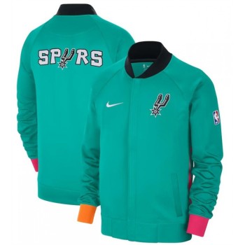 Men's San Antonio Spurs Turquoise/Pink 2022/23 City Edition Full-Zip Jacket Men's San Antonio Spurs Turquoise/Pink 2022/23 City Edition Full-Zip Jacket