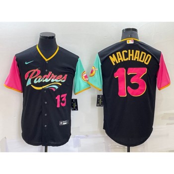 Men's San Diego Padres #13 Manny Machado 2022 Black City Connect Cool Base Stitched Jersey Men's San Diego Padres #13 Manny Machado 2022 Black City Connect Cool Base Stitched Jersey