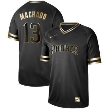 Men's San Diego Padres #13 Manny Machado Black Gold Stitched MLB Jersey Men's San Diego Padres #13 Manny Machado Black Gold Stitched MLB Jersey