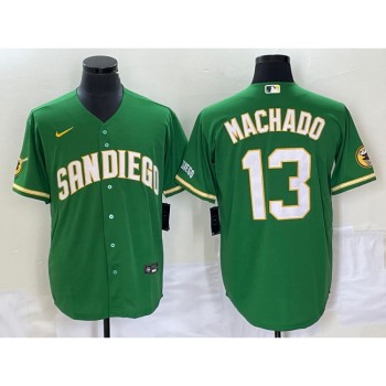 Men's San Diego Padres #13 Manny Machado Green Cool Base Stitched Baseball Jersey Men's San Diego Padres #13 Manny Machado Green Cool Base Stitched Baseball Jersey