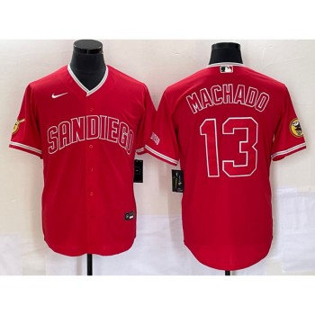 Men's San Diego Padres #13 Manny Machado Red Cool Base Stitched Baseball Jersey Men's San Diego Padres #13 Manny Machado Red Cool Base Stitched Baseball Jersey