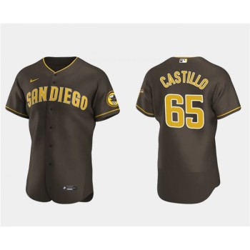Men's San Diego Padres #65 Jose Castillo Brown Flex Base Stitched Baseball Jersey Men's San Diego Padres #65 Jose Castillo Brown Flex Base Stitched Baseball Jersey