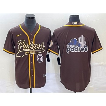 Men's San Diego Padres Brown Big Logo in Back Cool Base Stitched Baseball Jersey Men's San Diego Padres Brown Big Logo in Back Cool Base Stitched Baseball Jersey