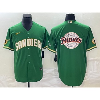 Men's San Diego Padres Green Team Big Logo Cool Base Stitched Baseball Jersey 001 Men's San Diego Padres Green Team Big Logo Cool Base Stitched Baseball Jersey 001