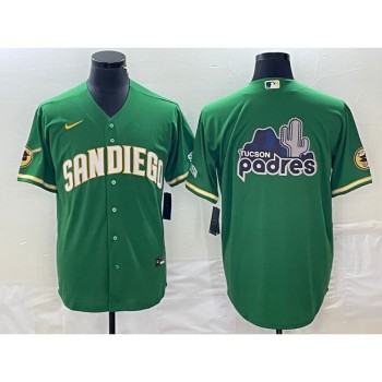 Men's San Diego Padres Green Team Big Logo Cool Base Stitched Baseball Jersey 002 Men's San Diego Padres Green Team Big Logo Cool Base Stitched Baseball Jersey 002