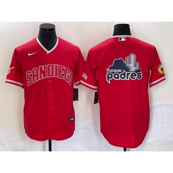 Men's San Diego Padres Red Team Big Logo Cool Base With Patch Stitched Baseball Jersey Men's San Diego Padres Red Team Big Logo Cool Base With Patch Stitched Baseball Jersey