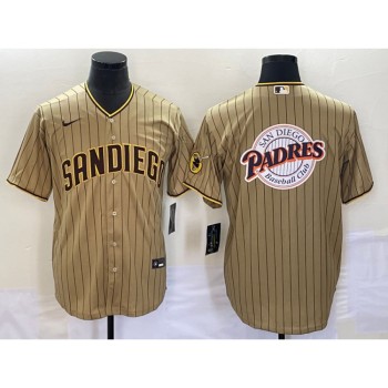 Men's San Diego Padres Tan Team Big Logo Cool Base Stitched Baseball Jersey Men's San Diego Padres Tan Team Big Logo Cool Base Stitched Baseball Jersey