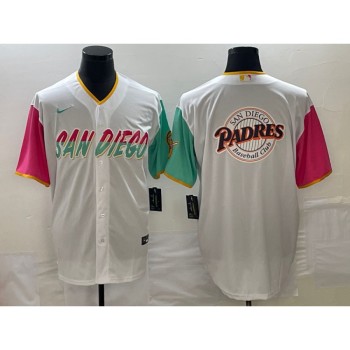 Men's San Diego Padres White Team Big Logo City Connect Cool Base Stitched Baseball Jersey Men's San Diego Padres White Team Big Logo City Connect Cool Base Stitched Baseball Jersey
