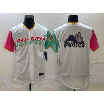 Men's San Diego Padres White Team Big Logo City Connect Flex Base Stitched Baseball Jersey Men's San Diego Padres White Team Big Logo City Connect Flex Base Stitched Baseball Jersey