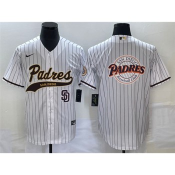 Men's San Diego Padres White Team Big Logo in Back Cool Base With Patch Stitched Baseball Jersey Men's San Diego Padres White Team Big Logo in Back Cool Base With Patch Stitched Baseball Jersey