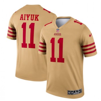 Men's San Francisco 49ers #11 Brandon Aiyuk 2022 New Gold Inverted Legend Stitched Football Jersey Men's San Francisco 49ers #11 Brandon Aiyuk 2022 New Gold Inverted Legend Stitched Football Jersey