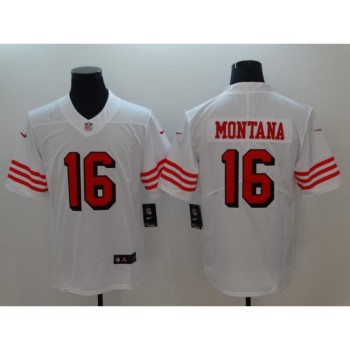 Men's San Francisco 49ers #16 Joe Montana White Color Rush Vapor Untouchable Limited Stitched NFL Jersey