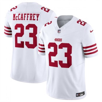 Men's San Francisco 49ers #23 Christian McCaffrey White 2023 F.U.S.E. Vapor Untouchable Limited Stitched Football Jersey Men's San Francisco 49ers #23 Christian McCaffrey White 2023 F.U.S.E. Vapor Untouchable Limited Stitched Football Jersey