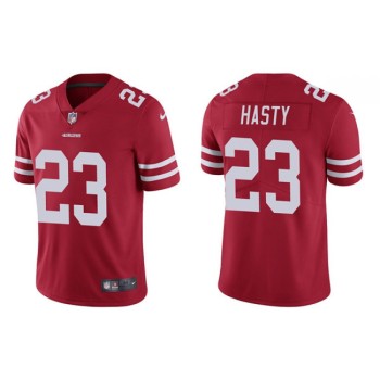 Men's San Francisco 49ers #23 JaMycal Hasty 2021 Red Vapor Untouchable Limited Stitched Jersey Men's San Francisco 49ers #23 JaMycal Hasty 2021 Red Vapor Untouchable Limited Stitched Jersey