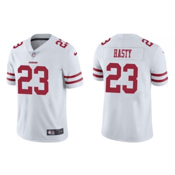 Men's San Francisco 49ers #23 JaMycal Hasty 2021 White Vapor Untouchable Limited Stitched Jersey Men's San Francisco 49ers #23 JaMycal Hasty 2021 White Vapor Untouchable Limited Stitched Jersey