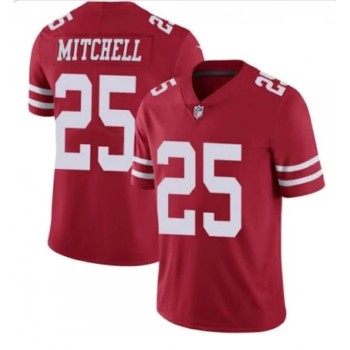 Men's San Francisco 49ers #25 Eli Mitchell Red Vapor Untouchable Limited Stitched Jersey Men's San Francisco 49ers #25 Eli Mitchell Red Vapor Untouchable Limited Stitched Jersey