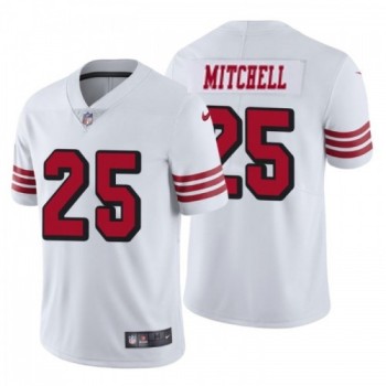 Men's San Francisco 49ers #25 Eli Mitchell White Vapor Untouchable Limited Stitched Jersey Men's San Francisco 49ers #25 Eli Mitchell White Vapor Untouchable Limited Stitched Jersey
