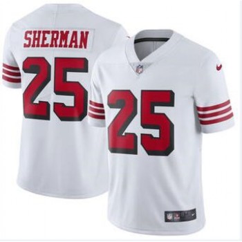 Men's San Francisco 49ers #25 Richard Sherman White Color Rush Vapor Untouchable Limited Stitched NFL Jersey Men's San Francisco 49ers #25 Richard Sherman White Color Rush Vapor Untouchable Limited Stitched NFL Jersey