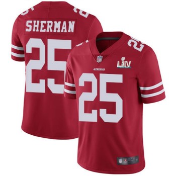 Men's San Francisco 49ers #25 Richard Sherman Red Super Bowl LIV Vaper Untouchable Limited Stitched NFL Jersey Men's San Francisco 49ers #25 Richard Sherman Red Super Bowl LIV Vaper Untouchable Limited Stitched NFL Jersey