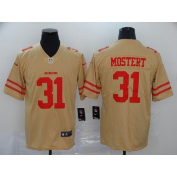 Men's San Francisco 49ers #31 Raheem Mostert Gold Inverted Legend Stitched NFL Jersey Men's San Francisco 49ers #31 Raheem Mostert Gold Inverted Legend Stitched NFL Jersey