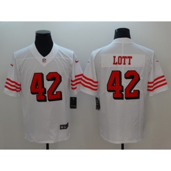 Men's San Francisco 49ers #42 Ronnie Lott White Color Rush Vapor Untouchable Limited Stitched NFL Jersey Men's San Francisco 49ers #42 Ronnie Lott White Color Rush Vapor Untouchable Limited Stitched NFL Jersey