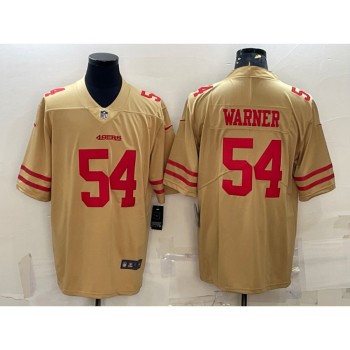Men's San Francisco 49ers #54 Fred Warner Gold Stitched Football Jersey Men's San Francisco 49ers #54 Fred Warner Gold Stitched Football Jersey